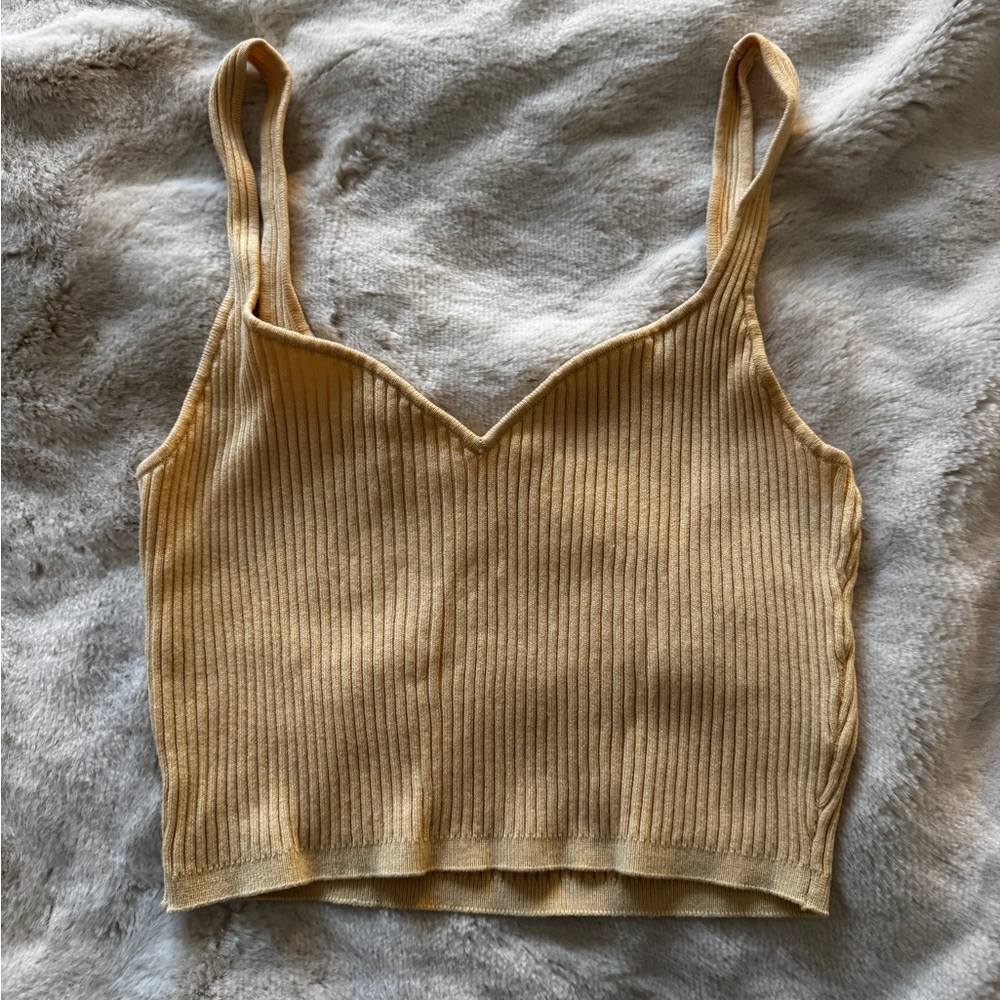 H&M Beige Ribbed Knit Camisole